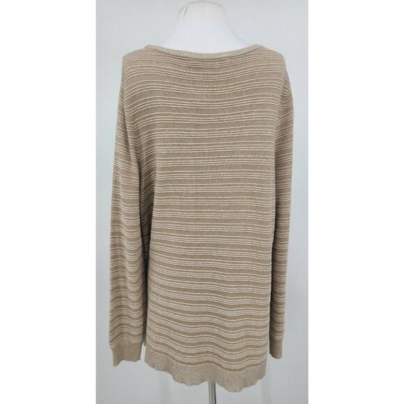 New Soft Surroundings With a Twist Sweater Womens XL Taupe Heather Stripe - Picture 3 of 6